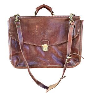Cenzo Brown Leather Men's Briefcase Messenger bag